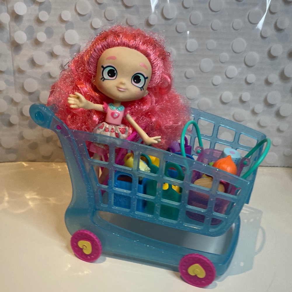 👀2 for $20- Shopkins listing Blue Jumbo❤️ 🛒 Shoppin’ Cart & Lucy 🍓Smoothie
